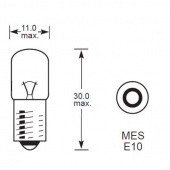 MES E10 T10: Miniature Edison Screw (MES) base bulbs with 10mm diameter screw base and tubular 10mm glass (T10) from £0.01 each